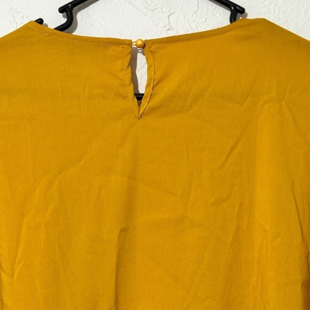 Rowdy Crowd Guadalupe Embroidered Mustard Yellow Aztec Print Blouse Sz XL - Picture 9 of 11